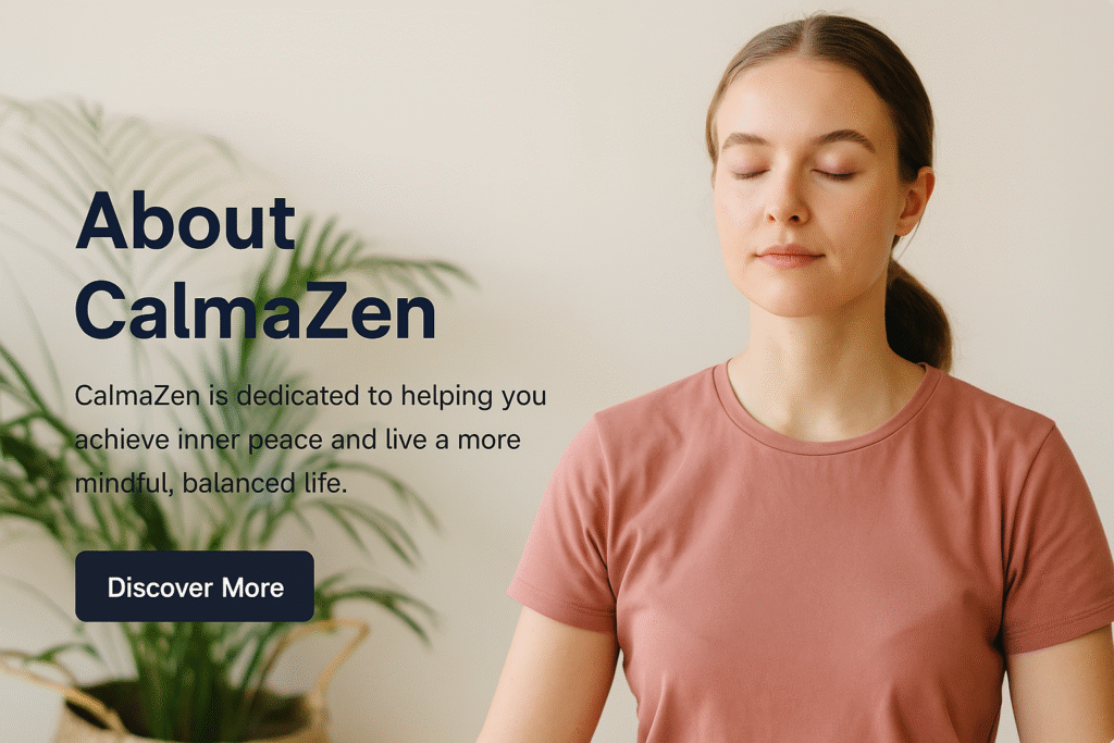 Calm woman with eyes closed representing CalmaZen's mission of mindfulness and inner peace
